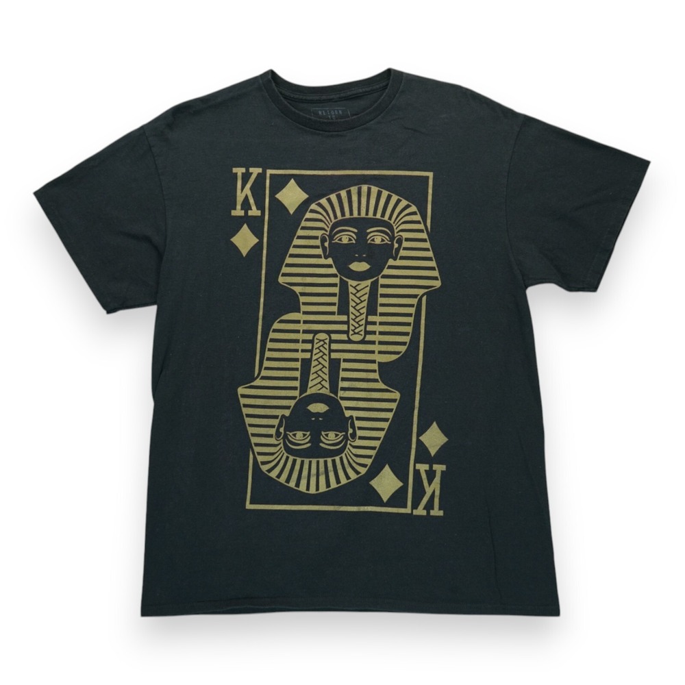 Return To Sender King Tut of Diamonds Gold Graphic Print T Shirt Large Black